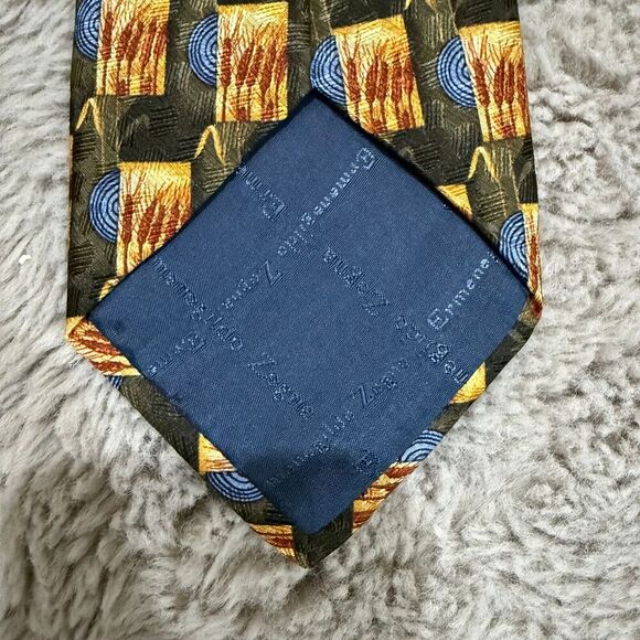 Ermenegildo Zegna Vintage‎ Mens Tie 100% SILK 90's YELLOW Flower - Picture 3 of 7